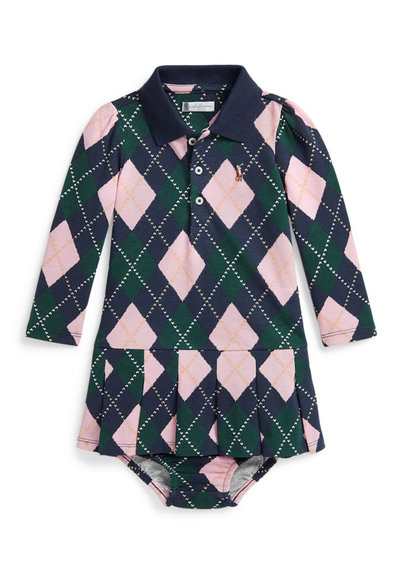 Baby Girls Argyle Mesh Polo Dress & Bloomer