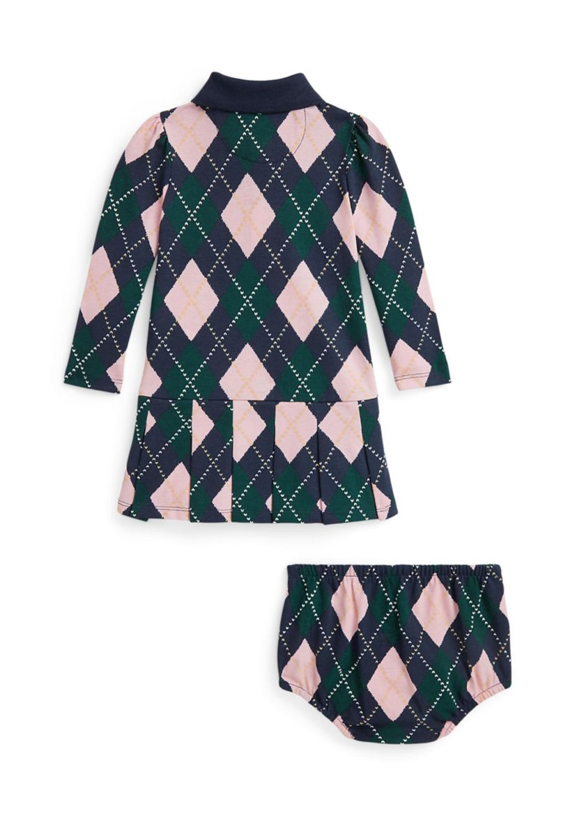 Baby Girls Argyle Mesh Polo Dress & Bloomer