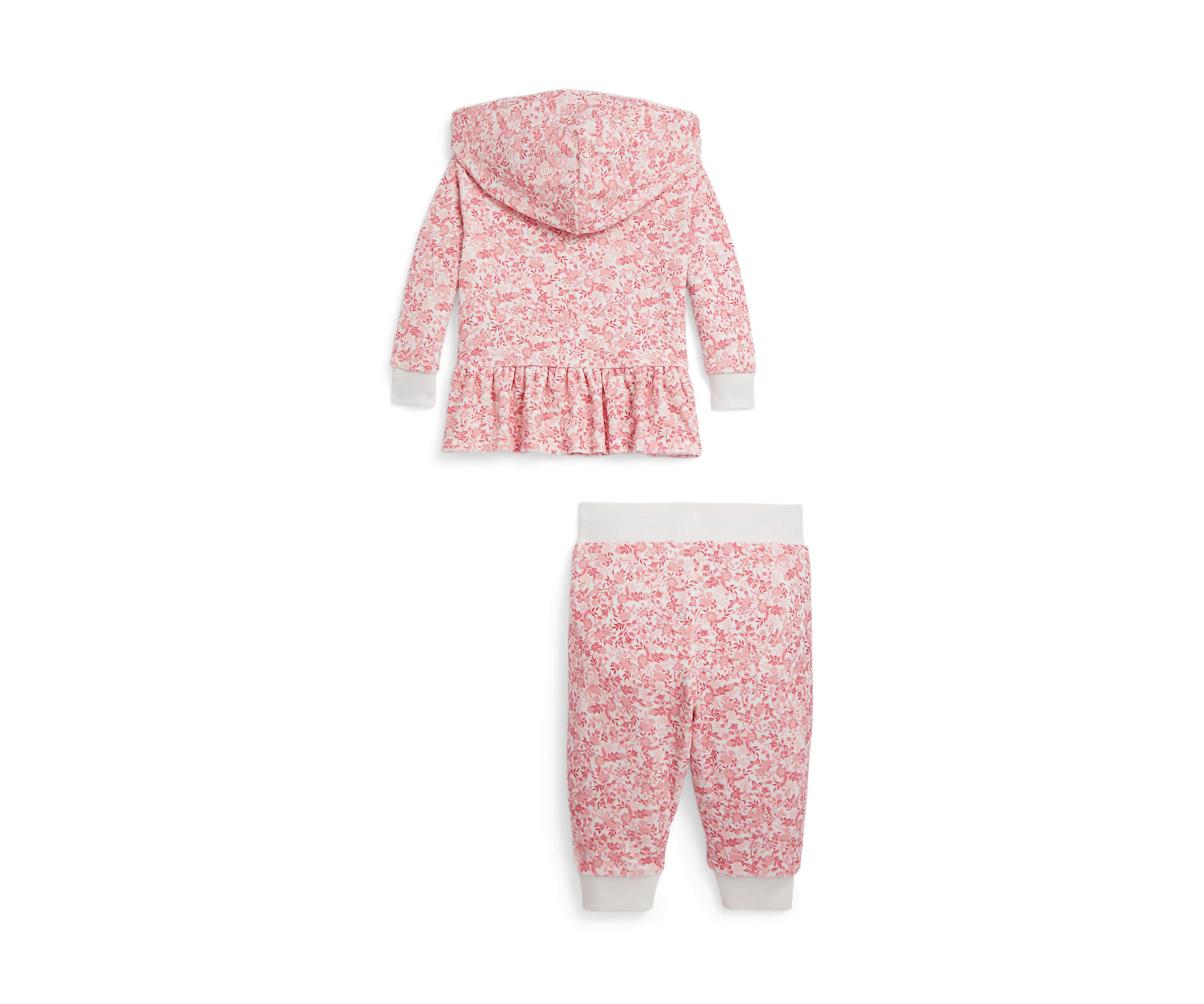 Baby Girls Floral Velour Full-Zip Hoodie & Pant Set