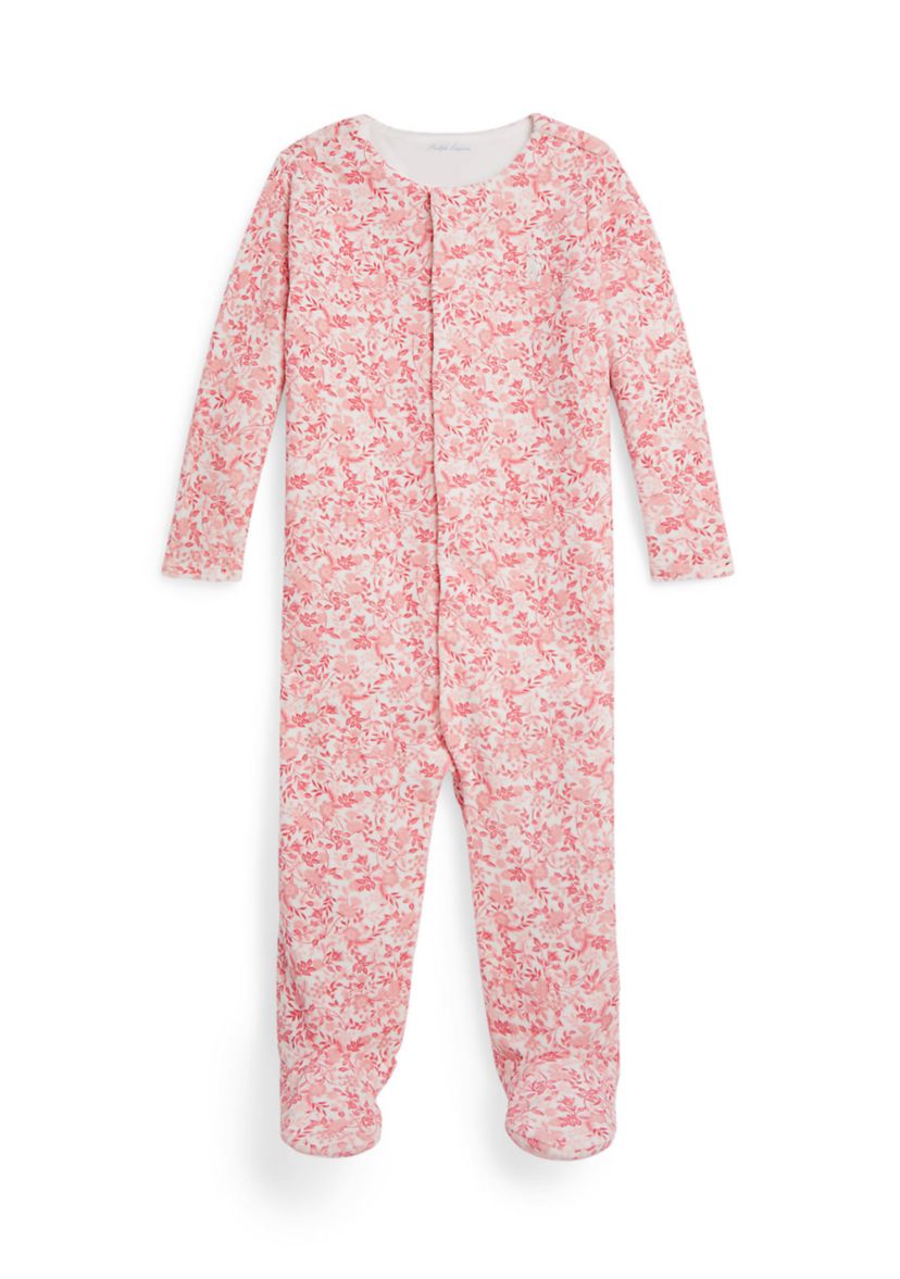 Baby Girls Floral Velour Footed Coverall