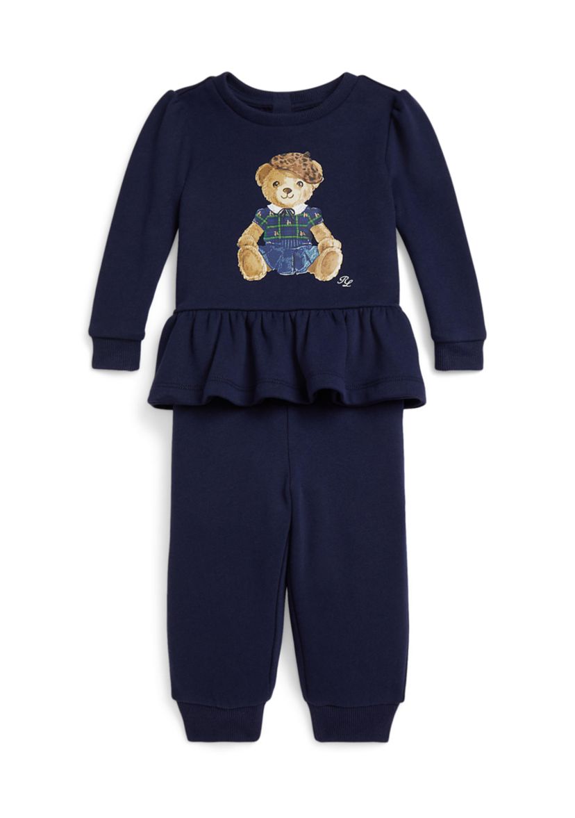 Baby Girls Polo Bear Fleece Sweatshirt & Pants Set
