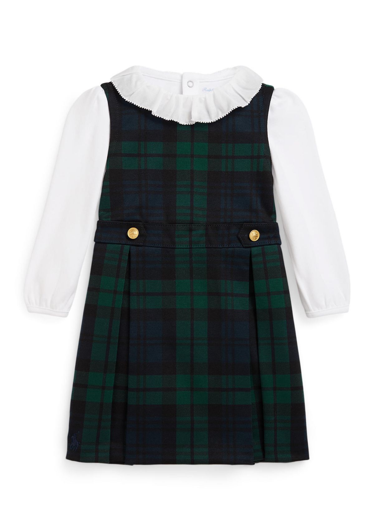 Baby Girls Cotton Bodysuit & Plaid Ponte Dress Set