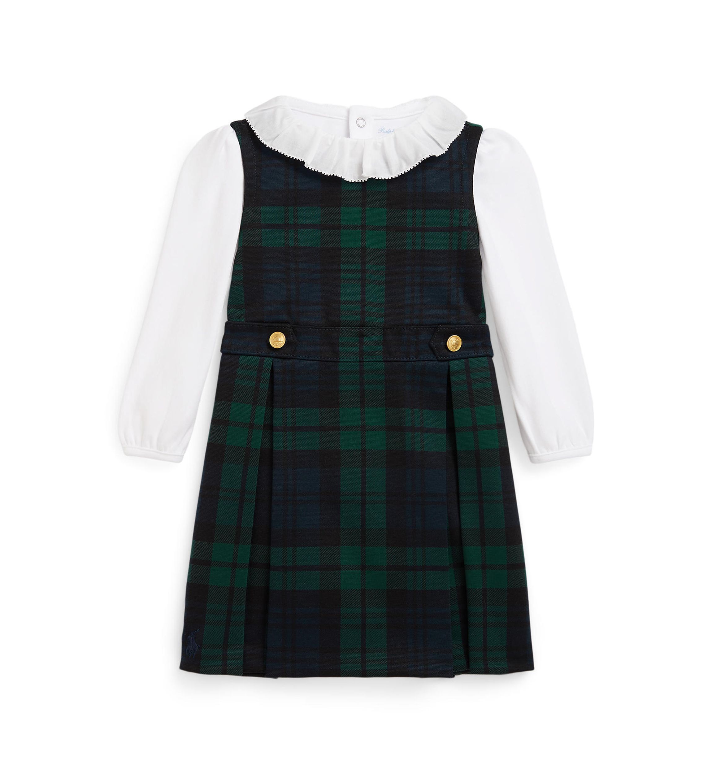 Baby Girls Cotton Bodysuit & Plaid Ponte Dress Set