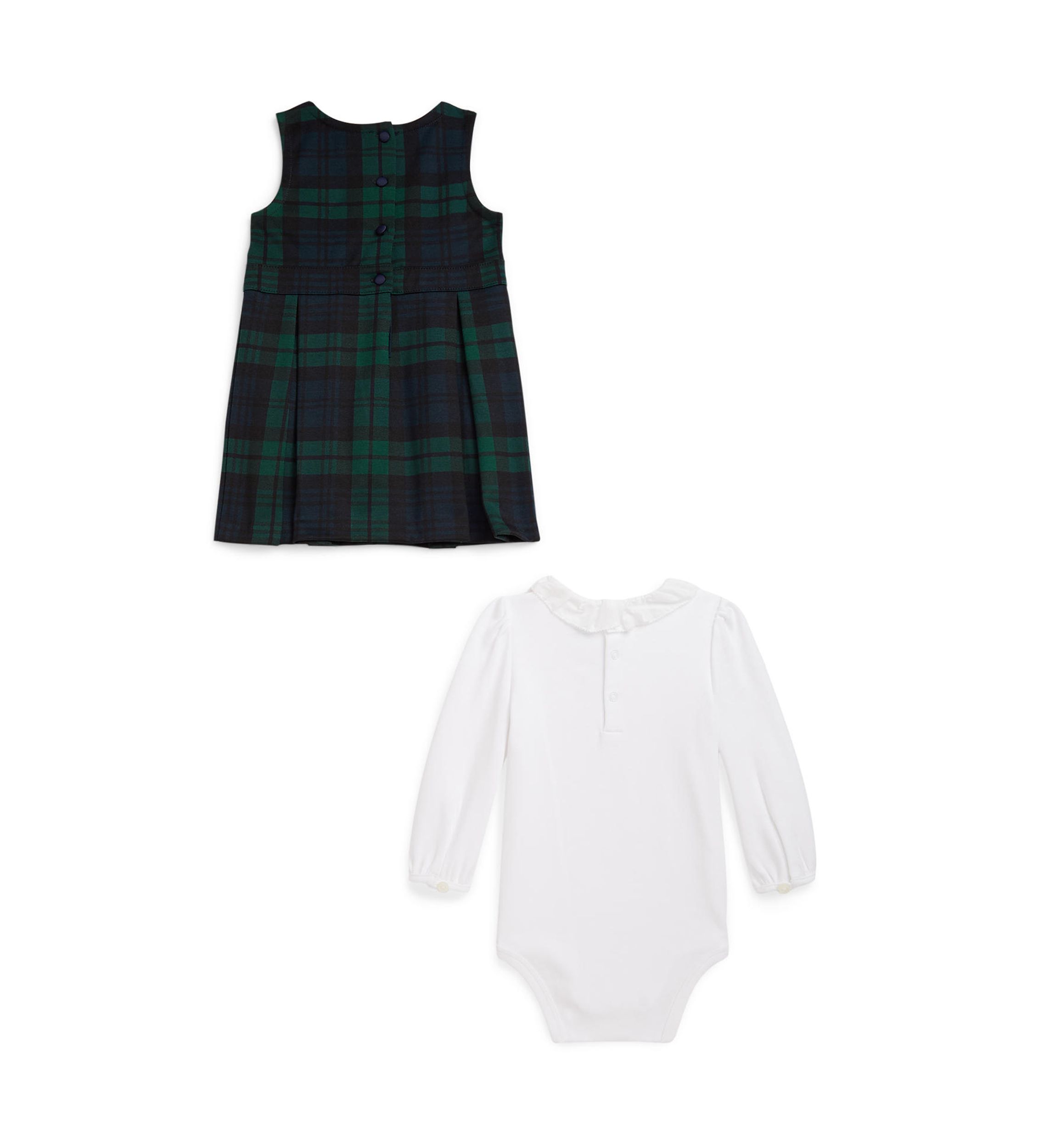 Baby Girls Cotton Bodysuit & Plaid Ponte Dress Set