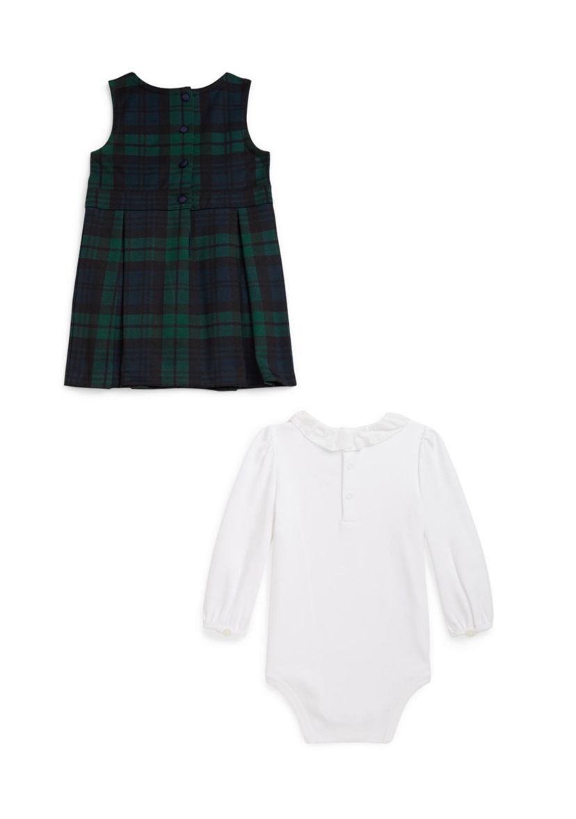 Baby Girls Cotton Bodysuit & Plaid Ponte Dress Set