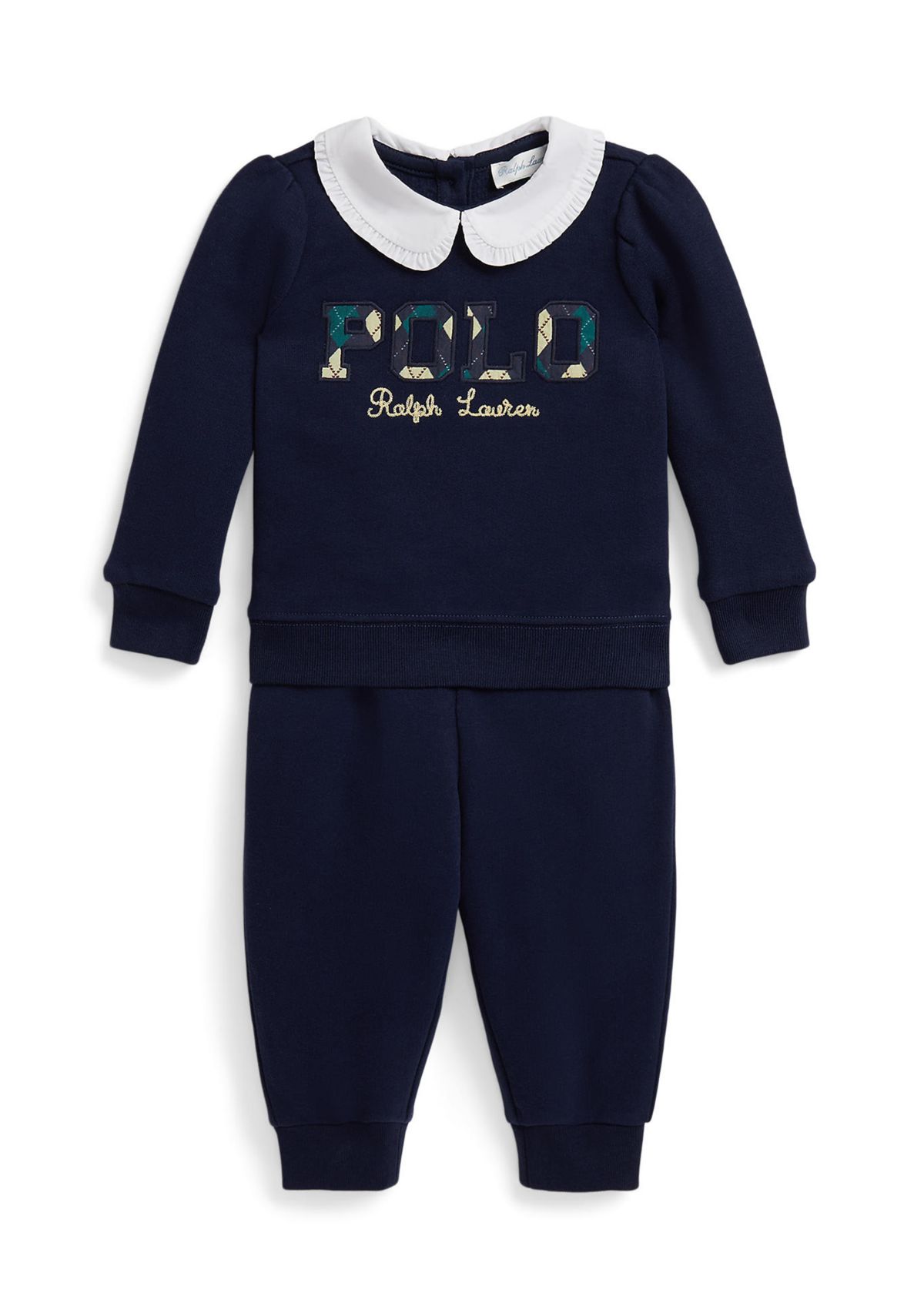 Baby Girls Argyle Logo Fleece Sweatshirt & Pants Set