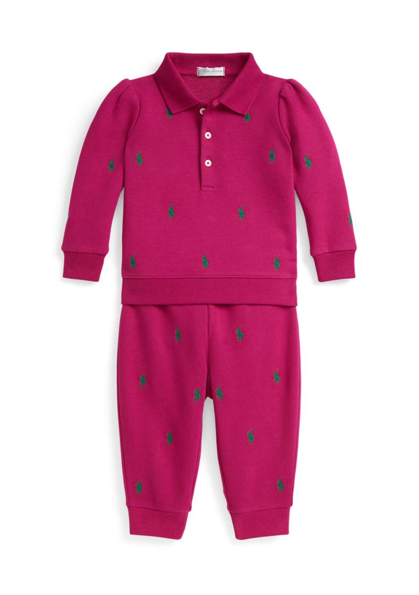 Baby Girls Polo Pony Fleece Sweatshirt & Pant Set