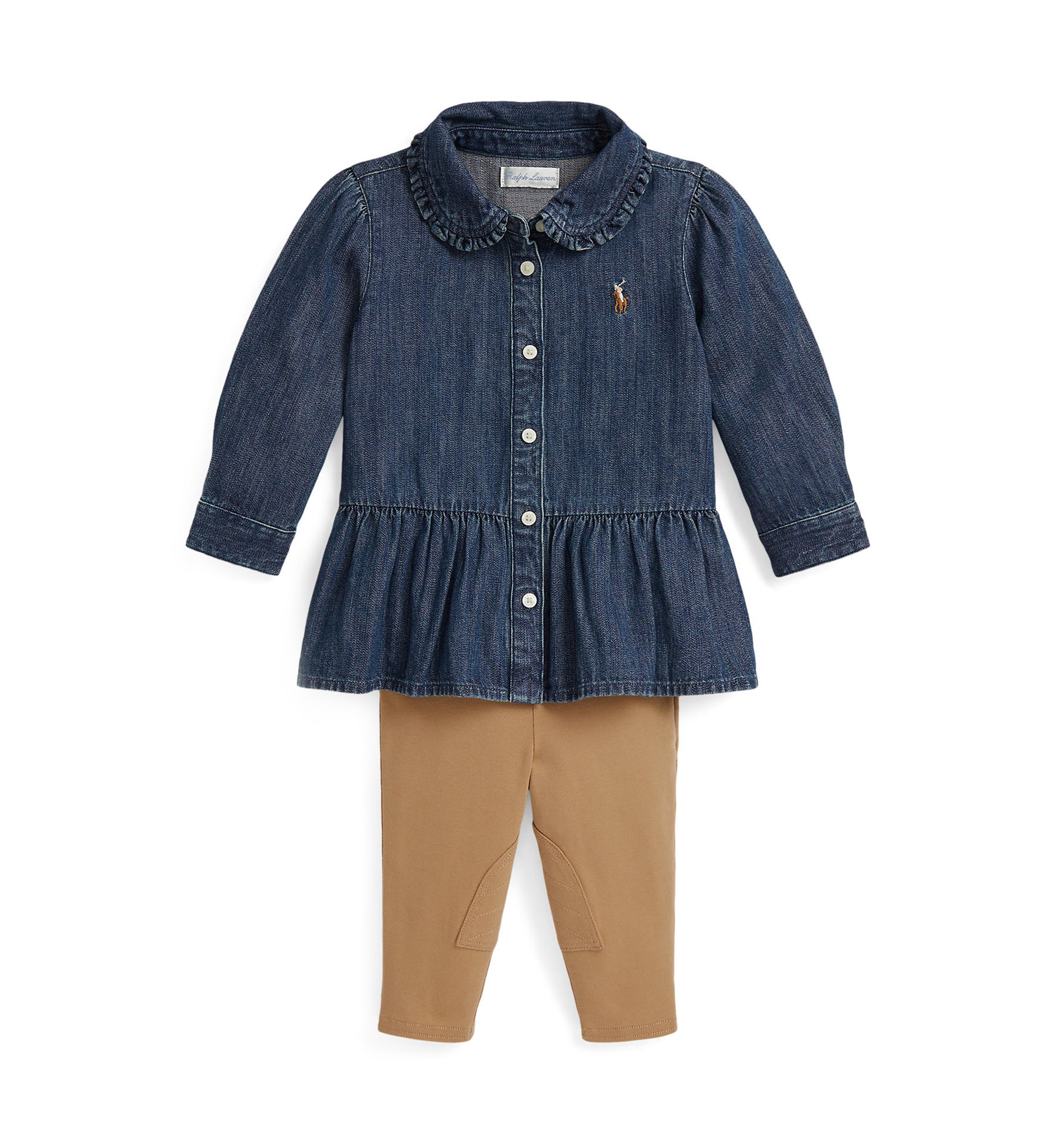 Baby Girls Denim Peplum Shirt & Jersey Legging Set