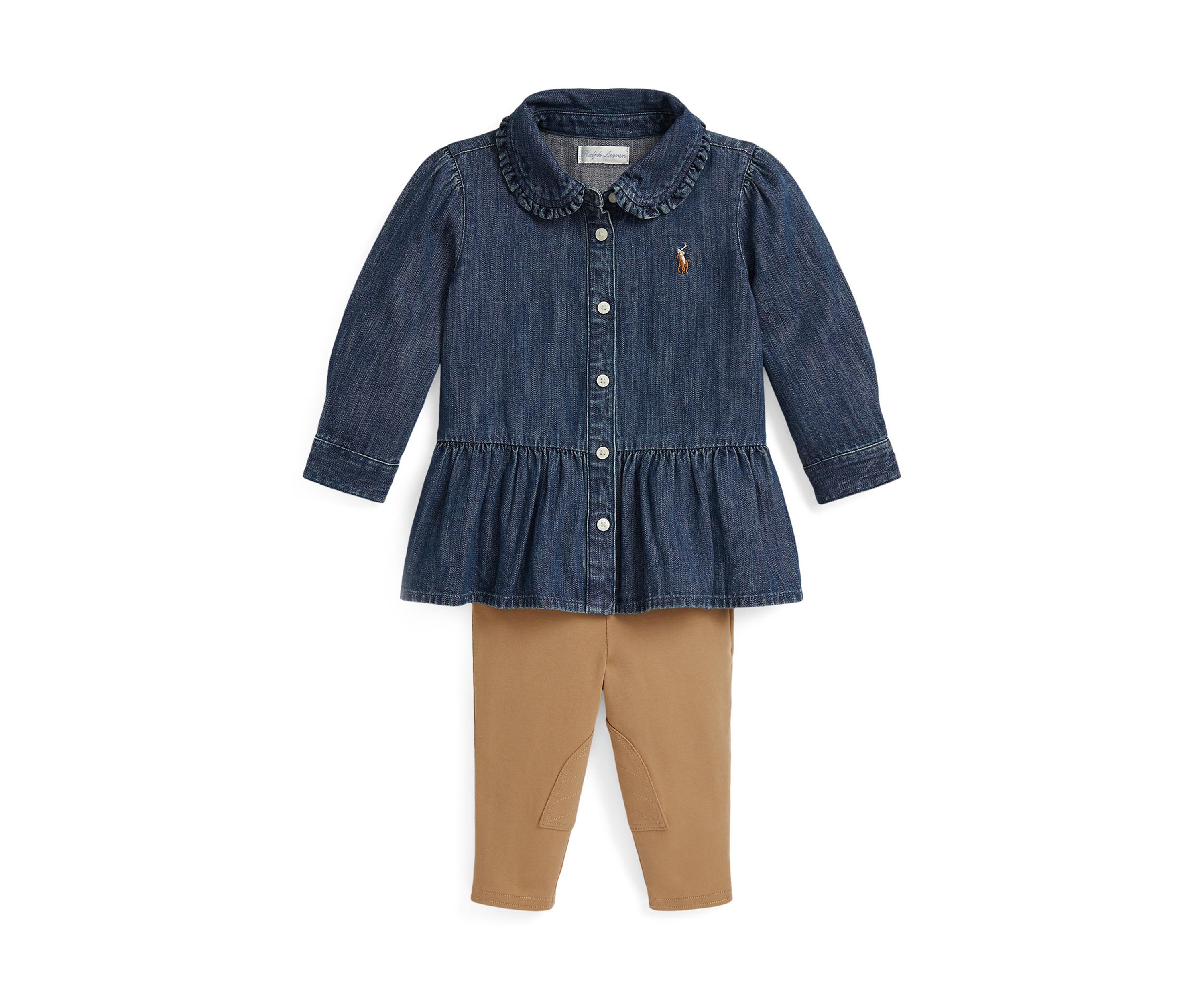 Baby Girls Denim Peplum Shirt & Jersey Legging Set