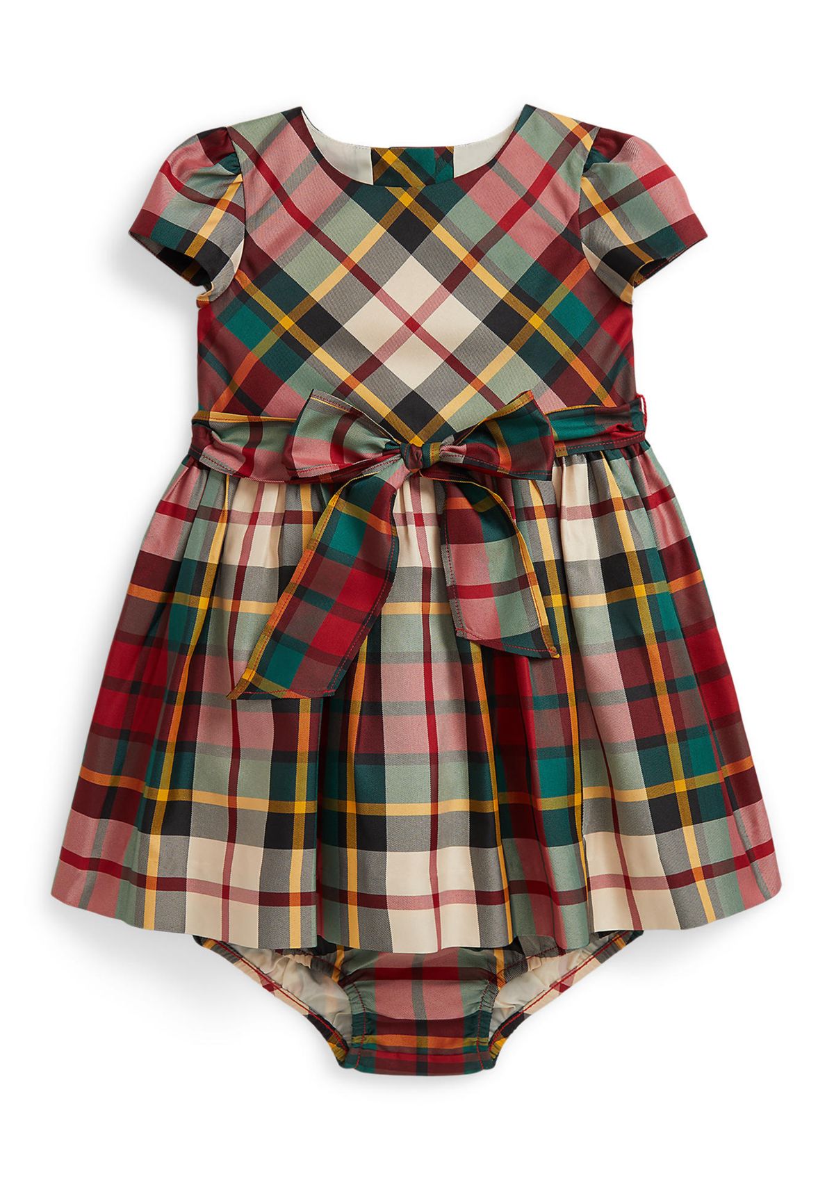Baby Girls Plaid Twill Dress & Bloomer