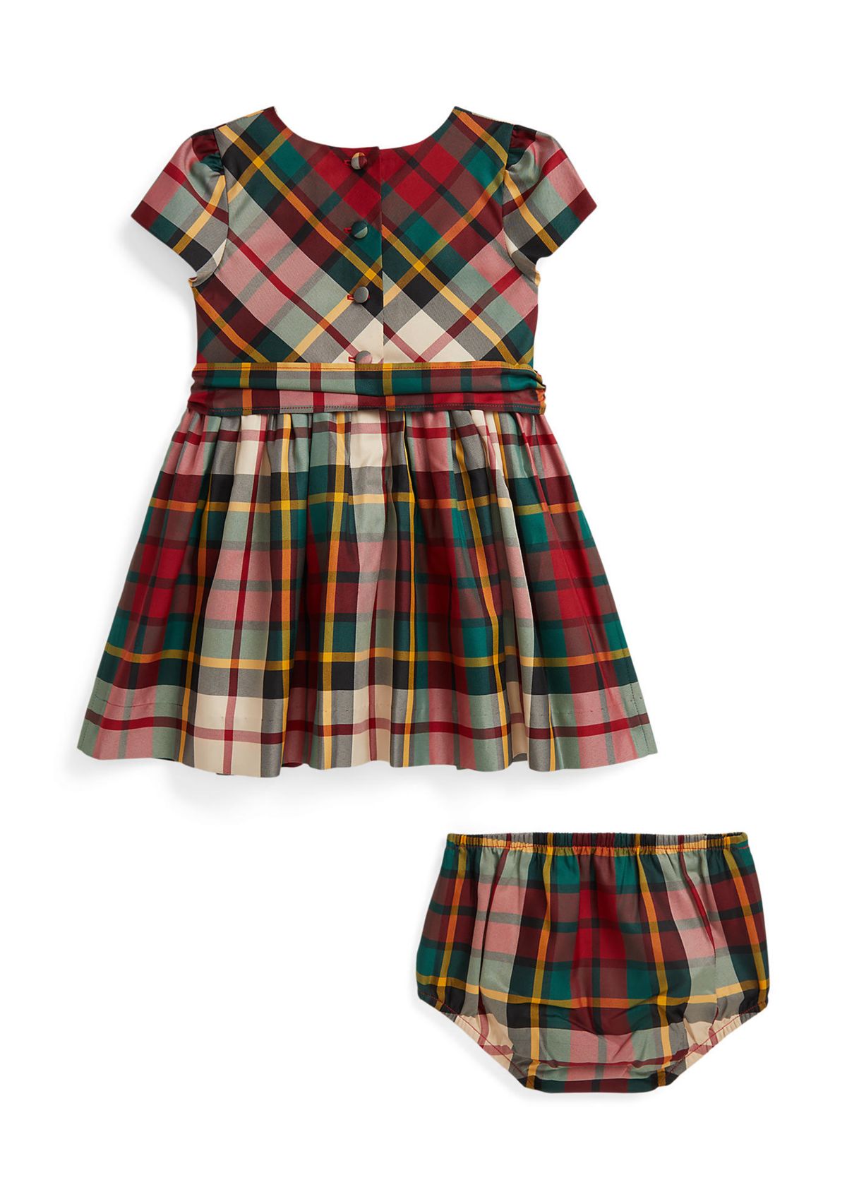 Baby Girls Plaid Twill Dress & Bloomer