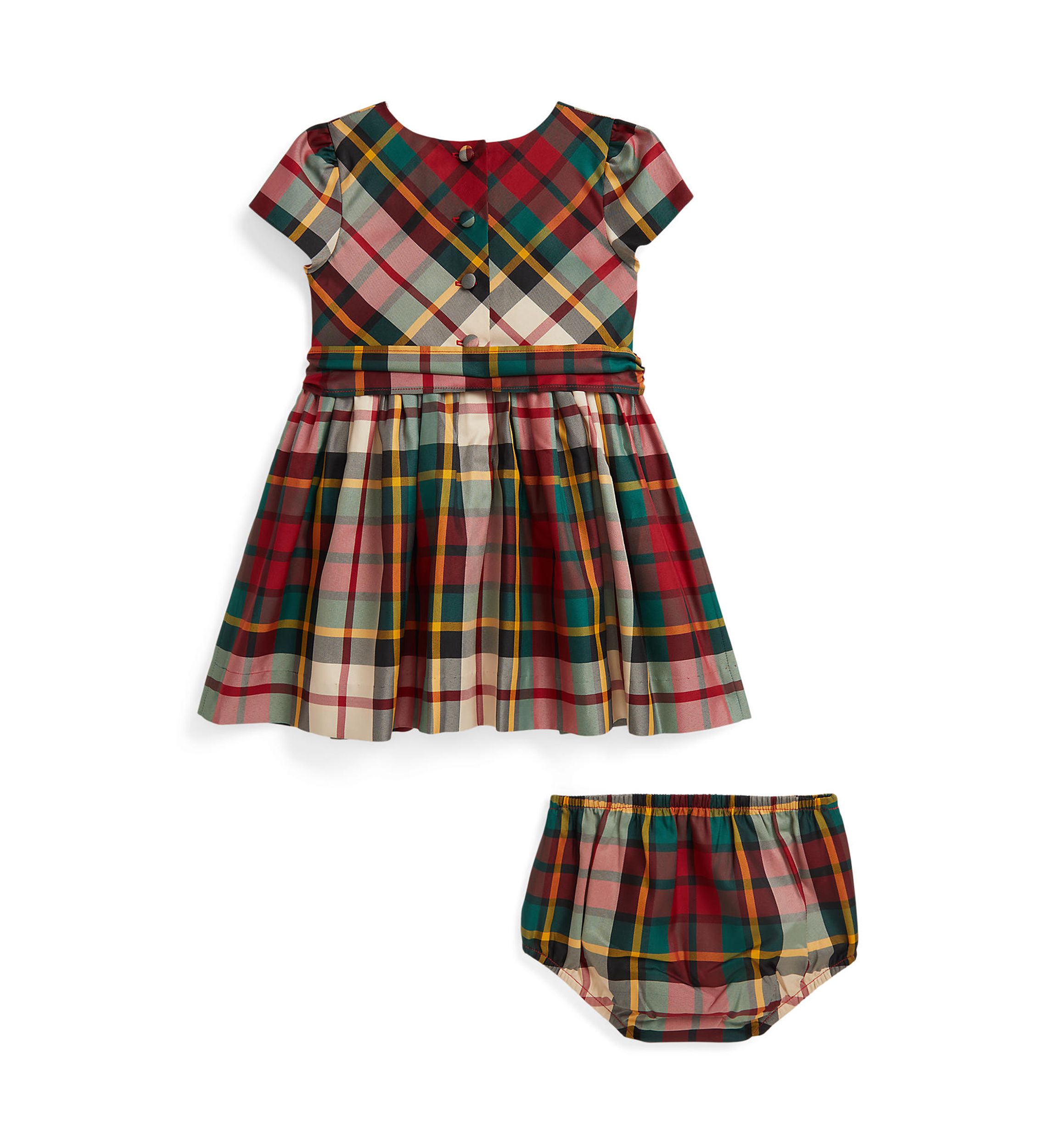 Baby Girls Plaid Twill Dress & Bloomer
