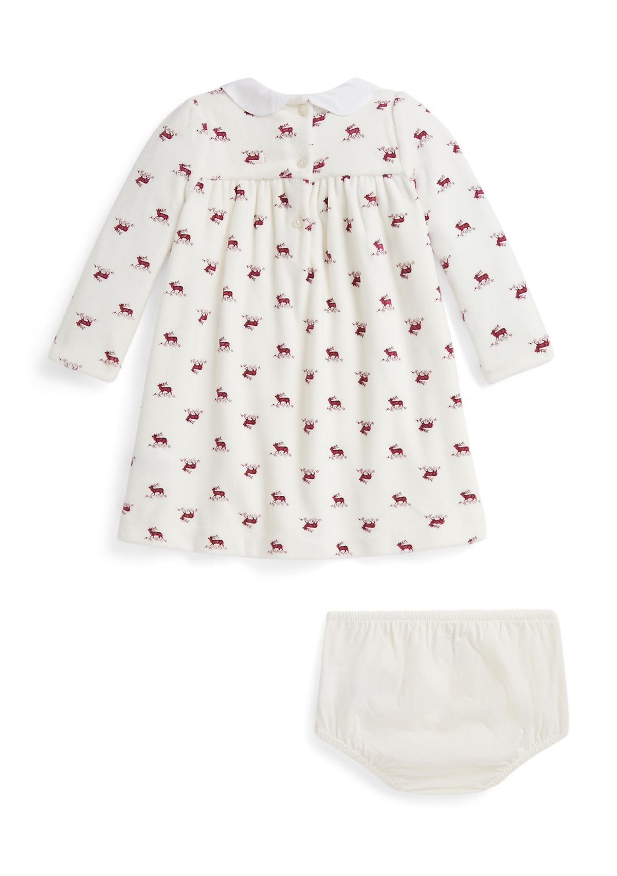 Baby Girls Elk-Print Velour Dress & Bloomer