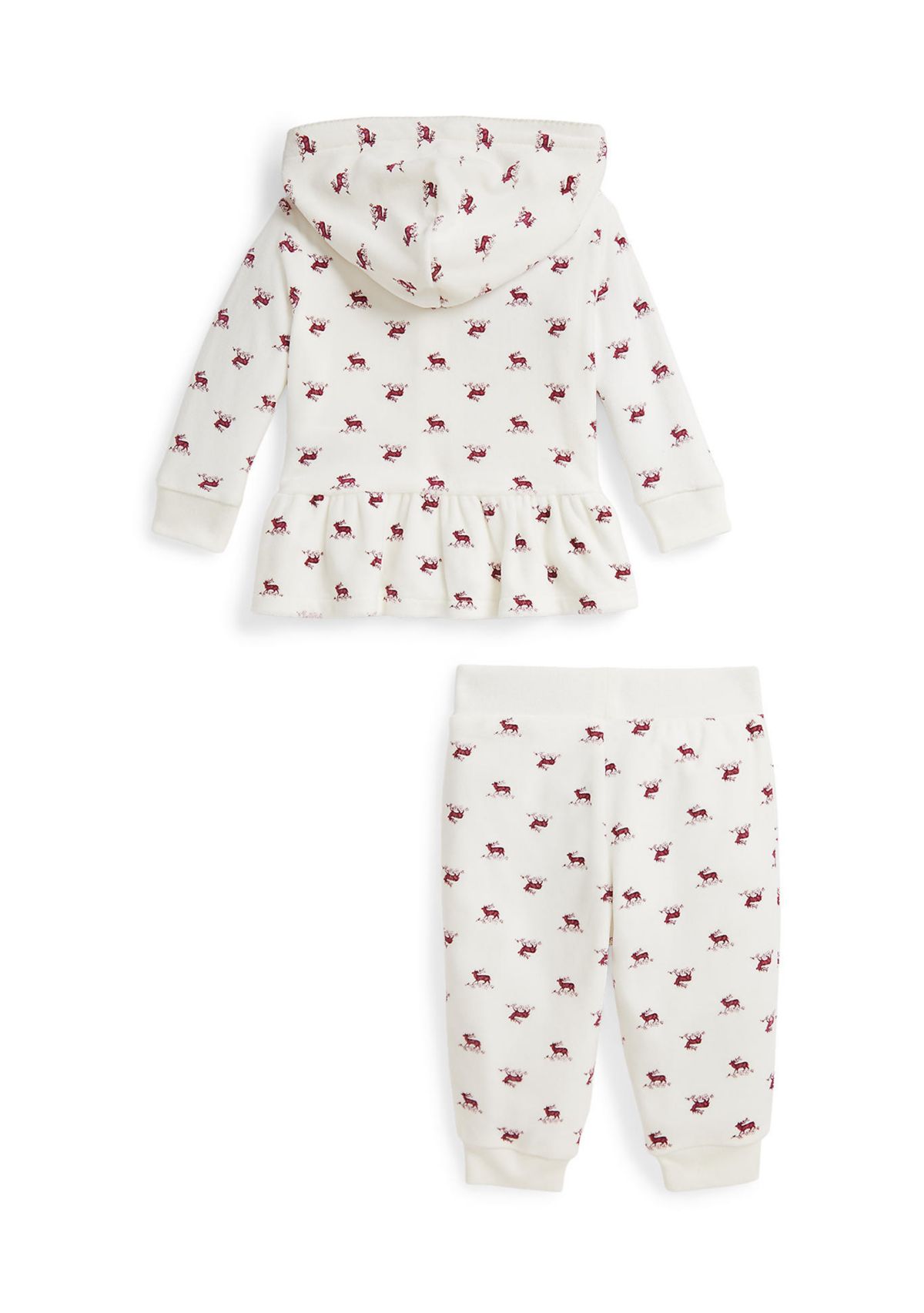 Baby Girls Elk Velour Full-Zip Hoodie & Pant Set