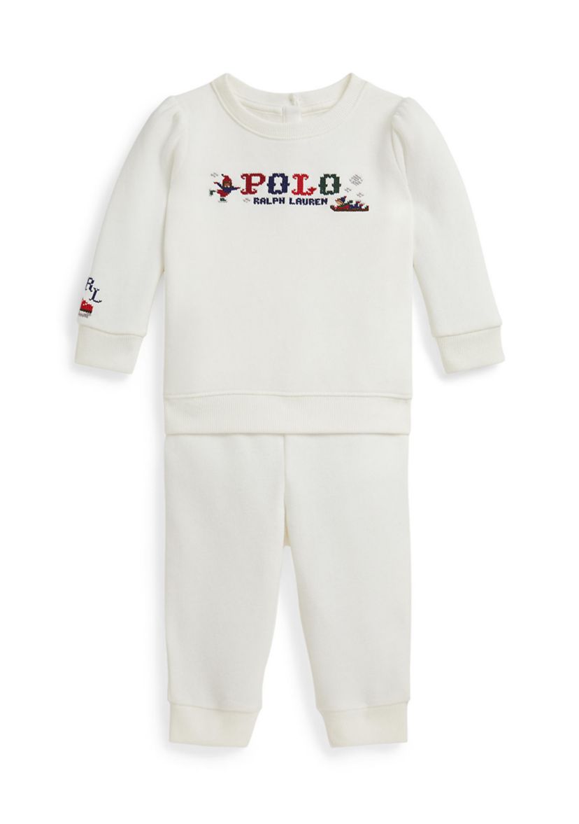 Baby Girls Logo Fleece Sweatshirt & Pant Set