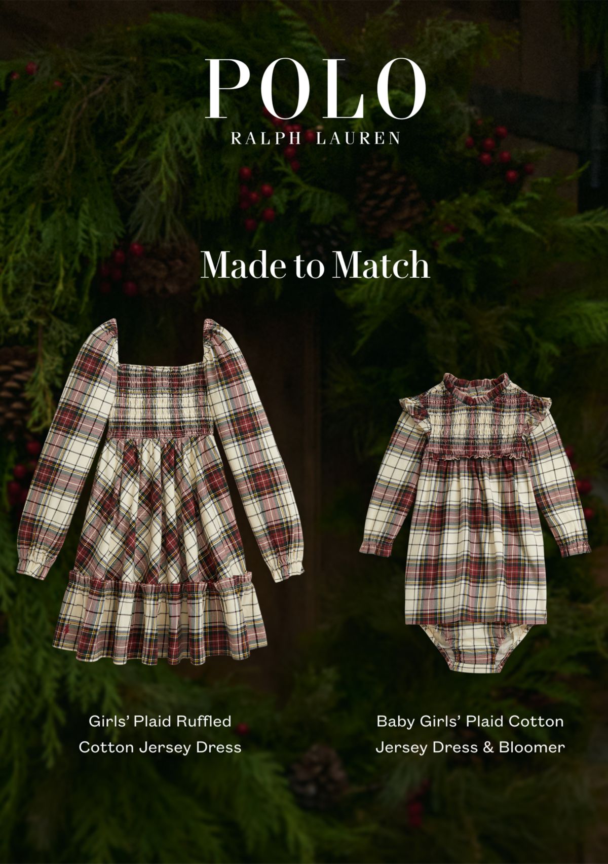 Baby Girls Plaid Cotton Jersey Dress & Bloomer