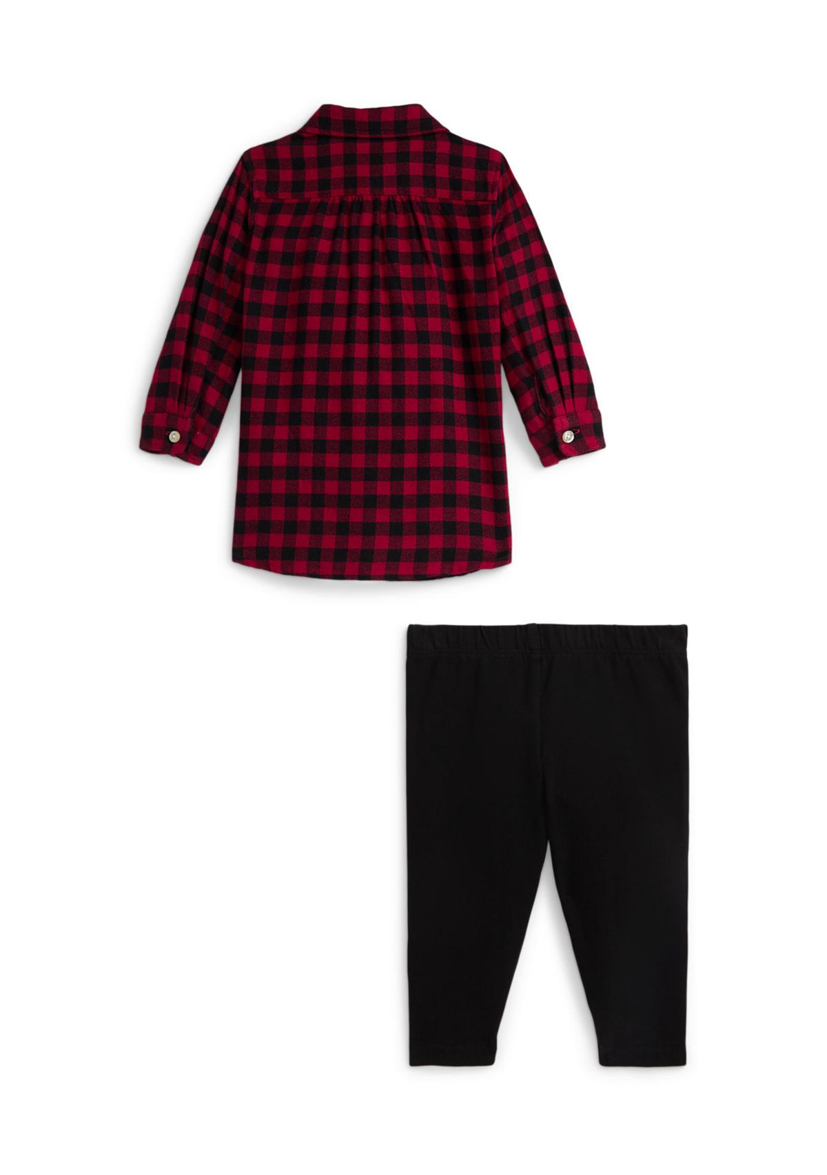 Baby Girls Plaid Twill Shirt & Jersey Legging Set