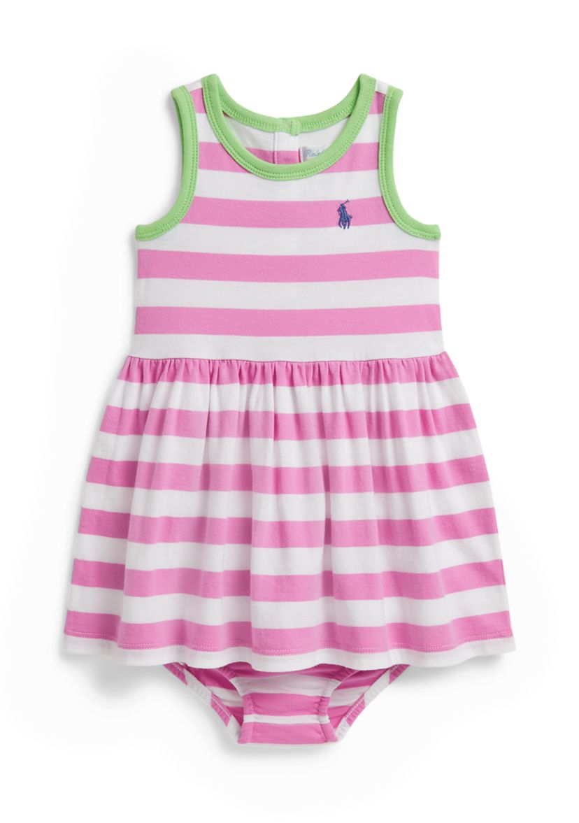 Ralph Lauren Childrenswear Baby Girls Striped Cotton Jersey Dress & Bloomer  | Belk