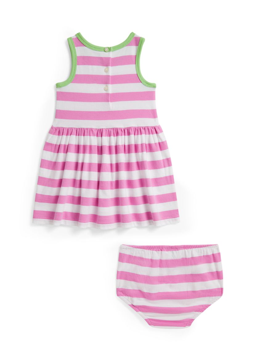 Ralph Lauren Childrenswear Baby Girls Striped Cotton Jersey Dress & Bloomer  | Belk
