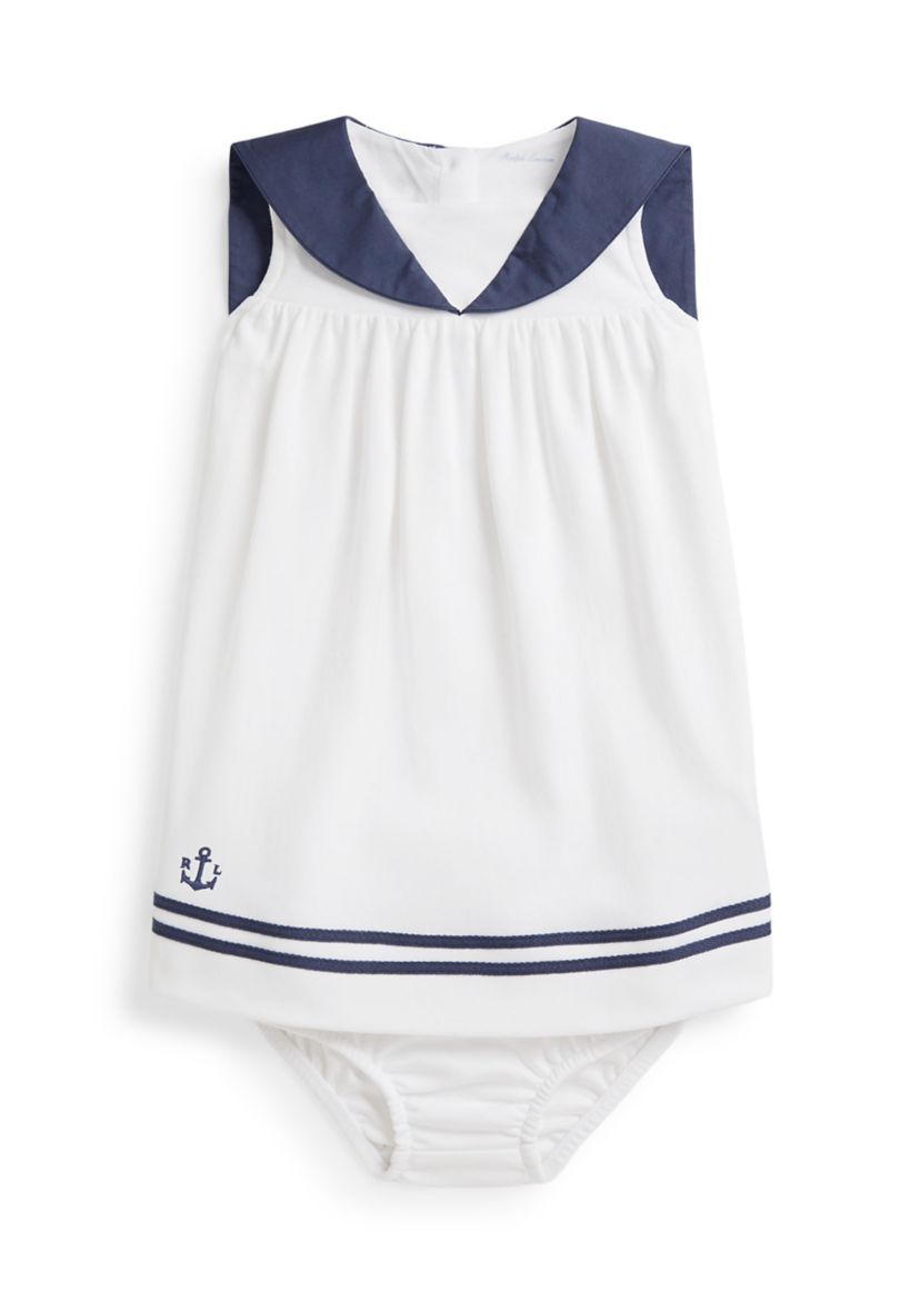 Ralph Lauren Childrenswear Baby Girls Cotton Interlock Sailor Dress &  Bloomer