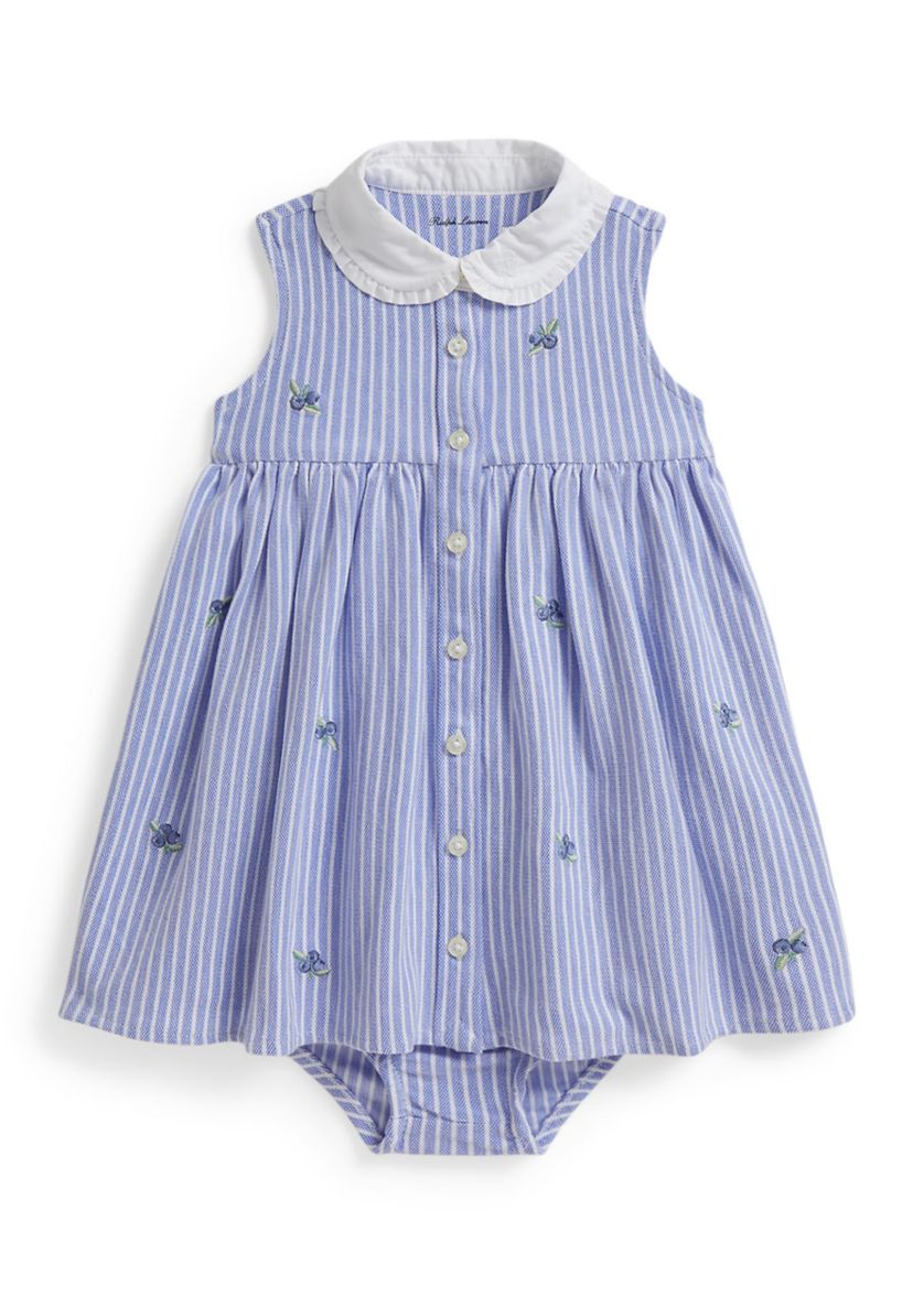 Baby Girls Blueberry Cotton Mesh Dress and Bloomer