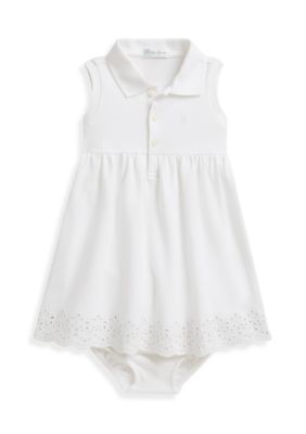 Ralph Lauren Childrenswear Baby Girls Eyelet Stretch Mesh Polo Dress & Bloomer