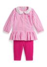 Baby Girls Striped Poplin Top & Jersey Legging Set