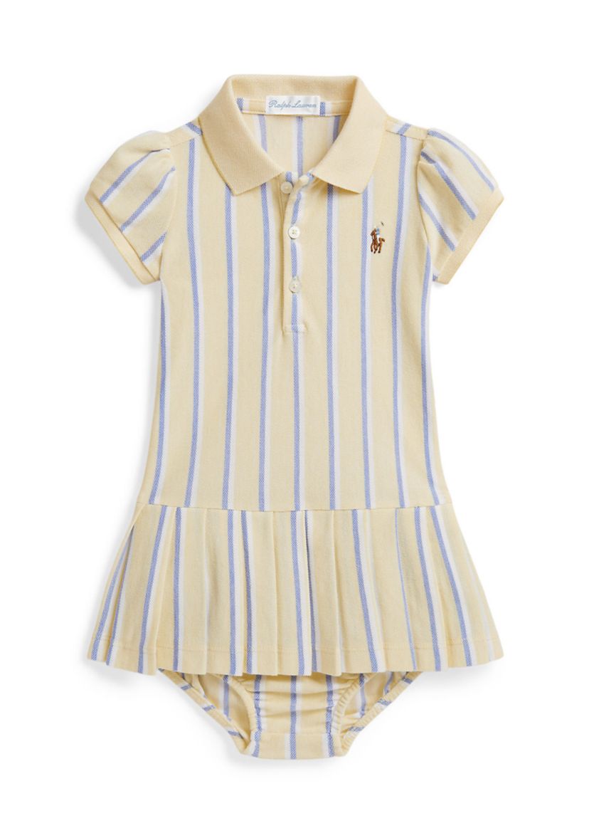 Ralph Lauren Childrenswear Baby Girls Striped Oxford Mesh Polo Dress &  Bloomer | Belk
