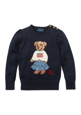 Ralph Lauren Childrenswear Toddler Girls Polo Bear Cotton Sweater | belk