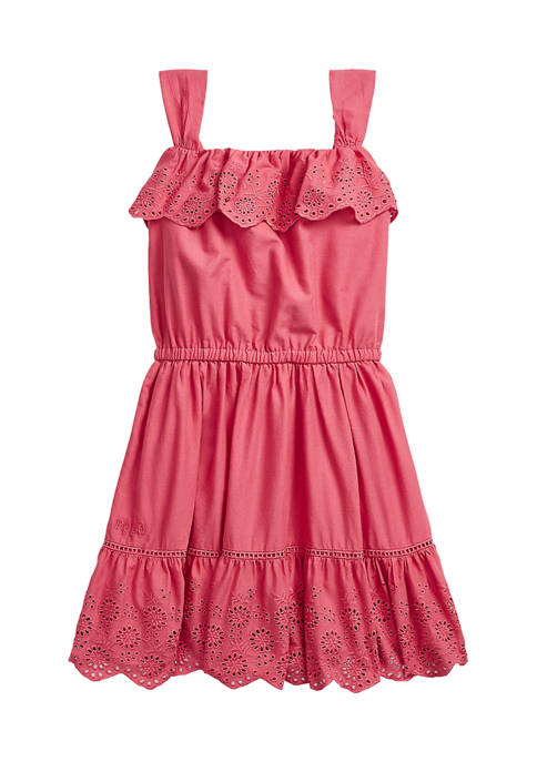 Toddler Girls Eyelet Ruffled Cotton Dress