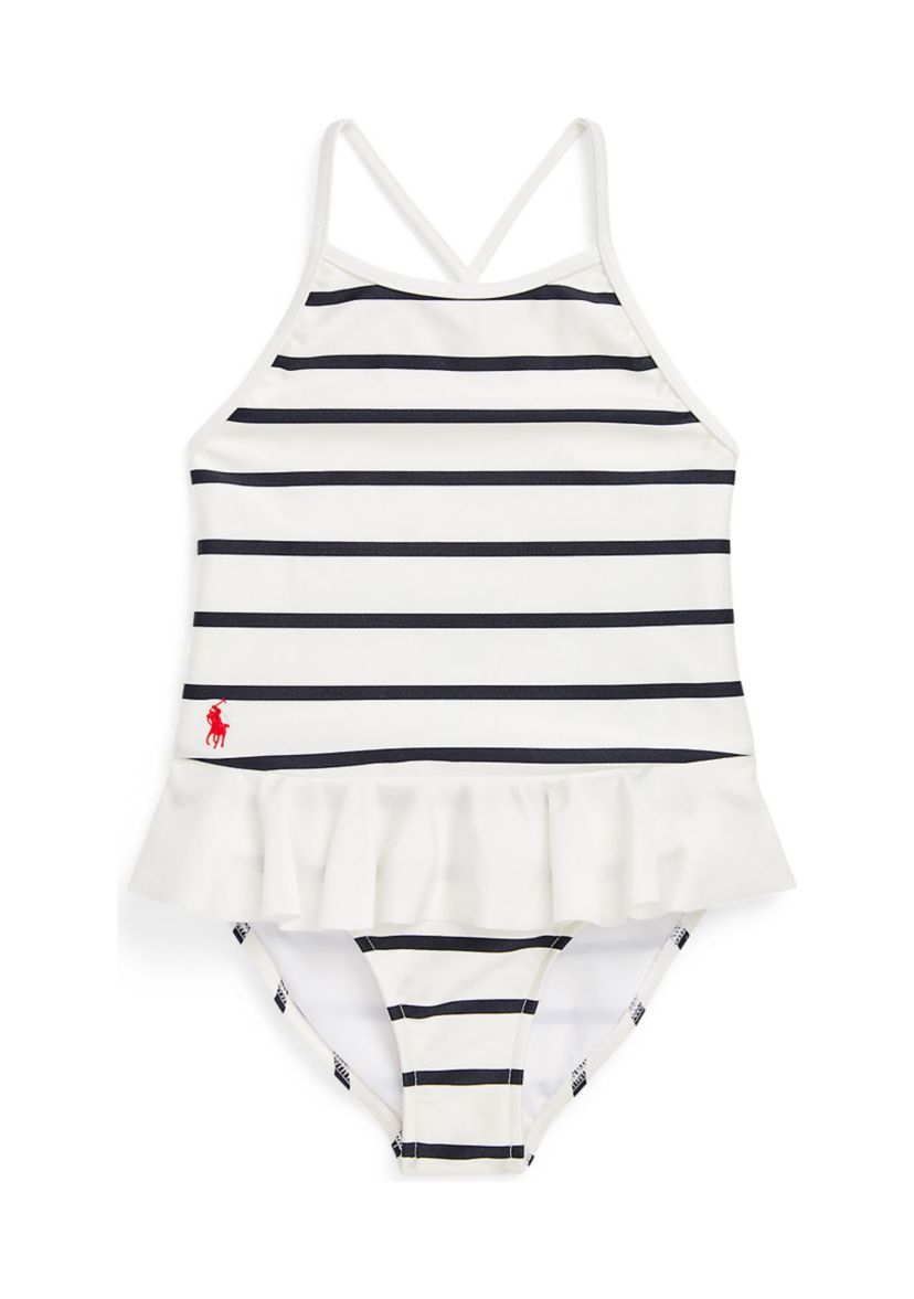 Toddler Girls Striped Stretch One Piece Swimsuit