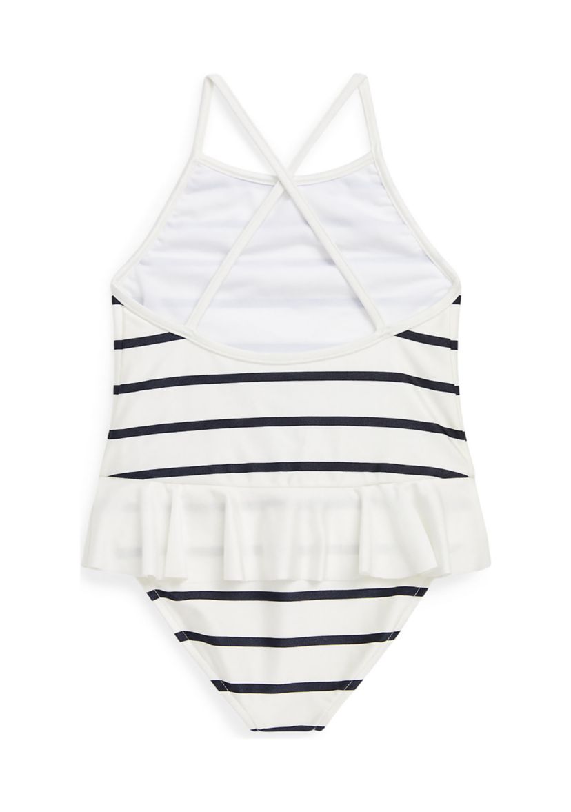 Toddler Girls Striped Stretch One Piece Swimsuit