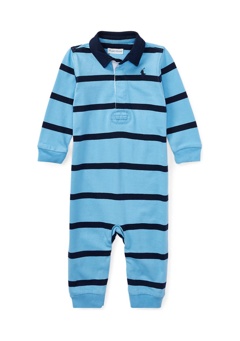 Baby Boys Striped Cotton Rugby Coveralls