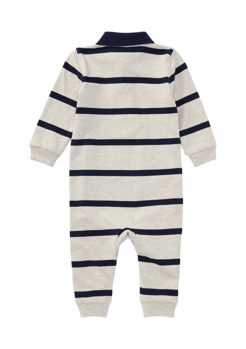 Baby Boys Striped Cotton Rugby Coveralls