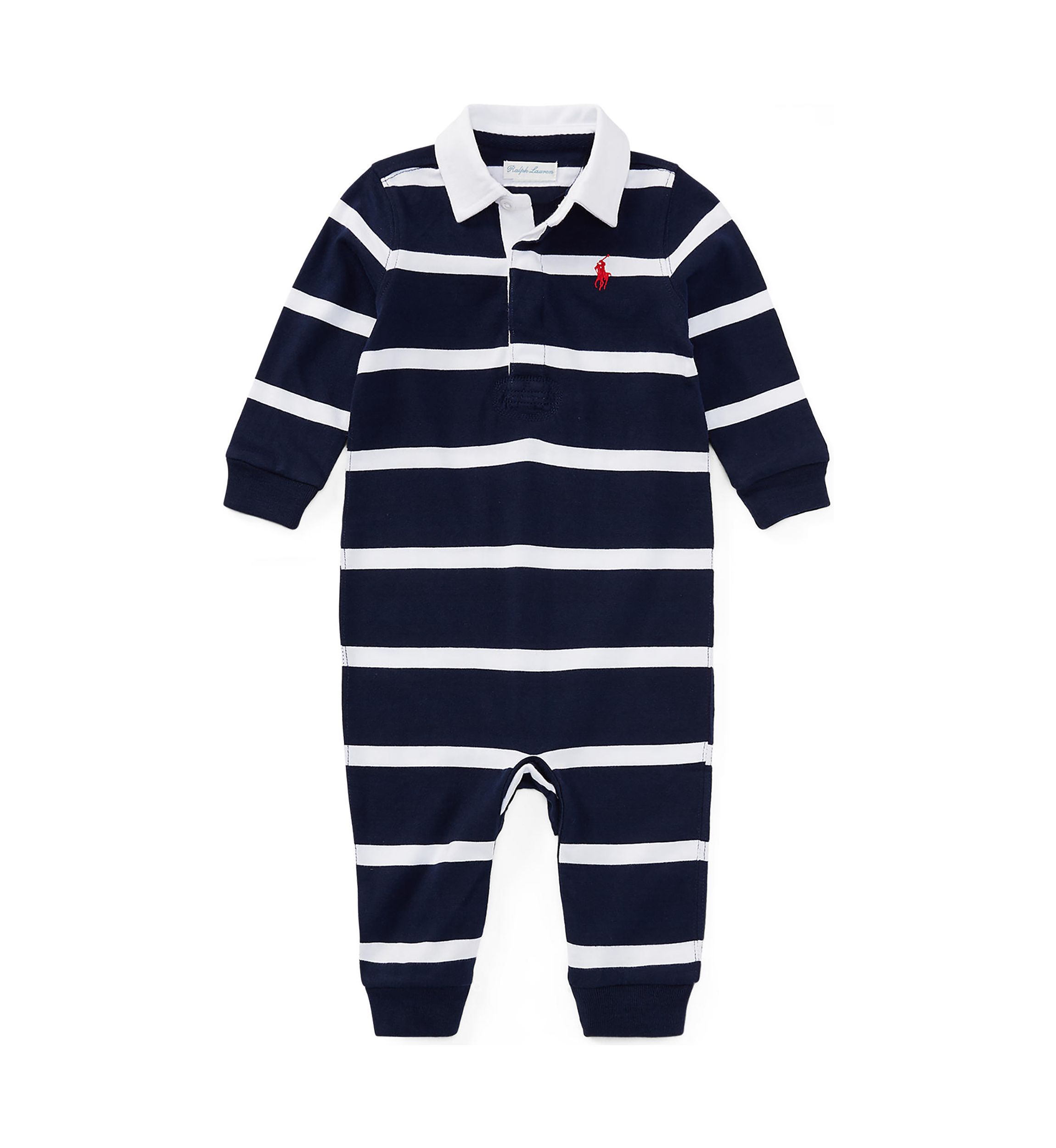 Baby Boys Striped Cotton Rugby Coveralls