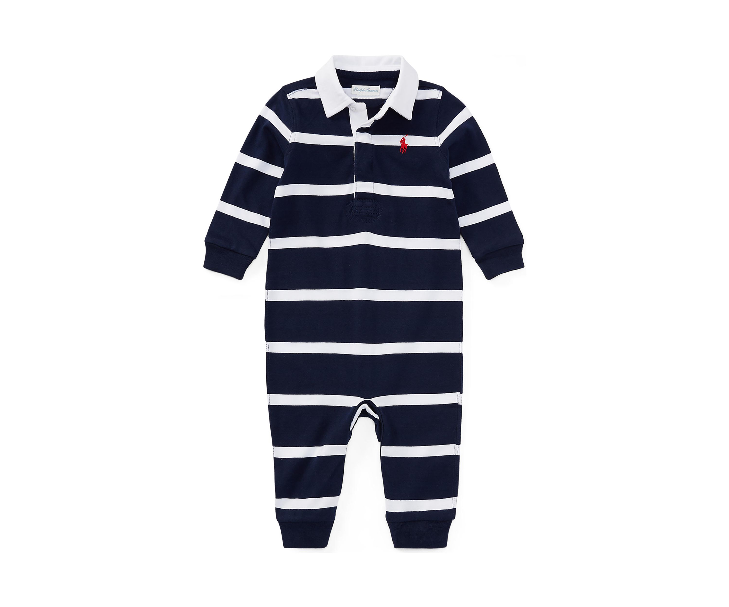 Baby Boys Striped Cotton Rugby Coveralls