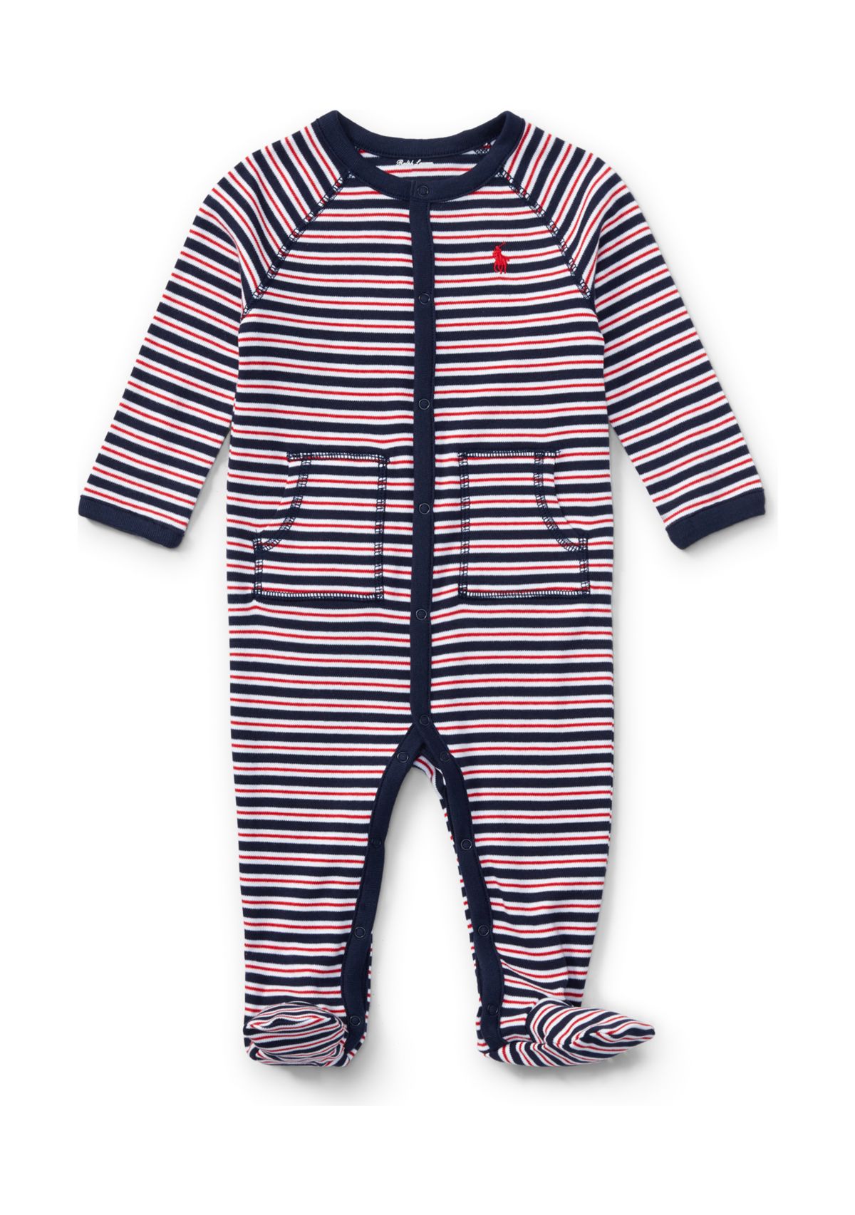 Baby Boys Striped Cotton Coveralls 