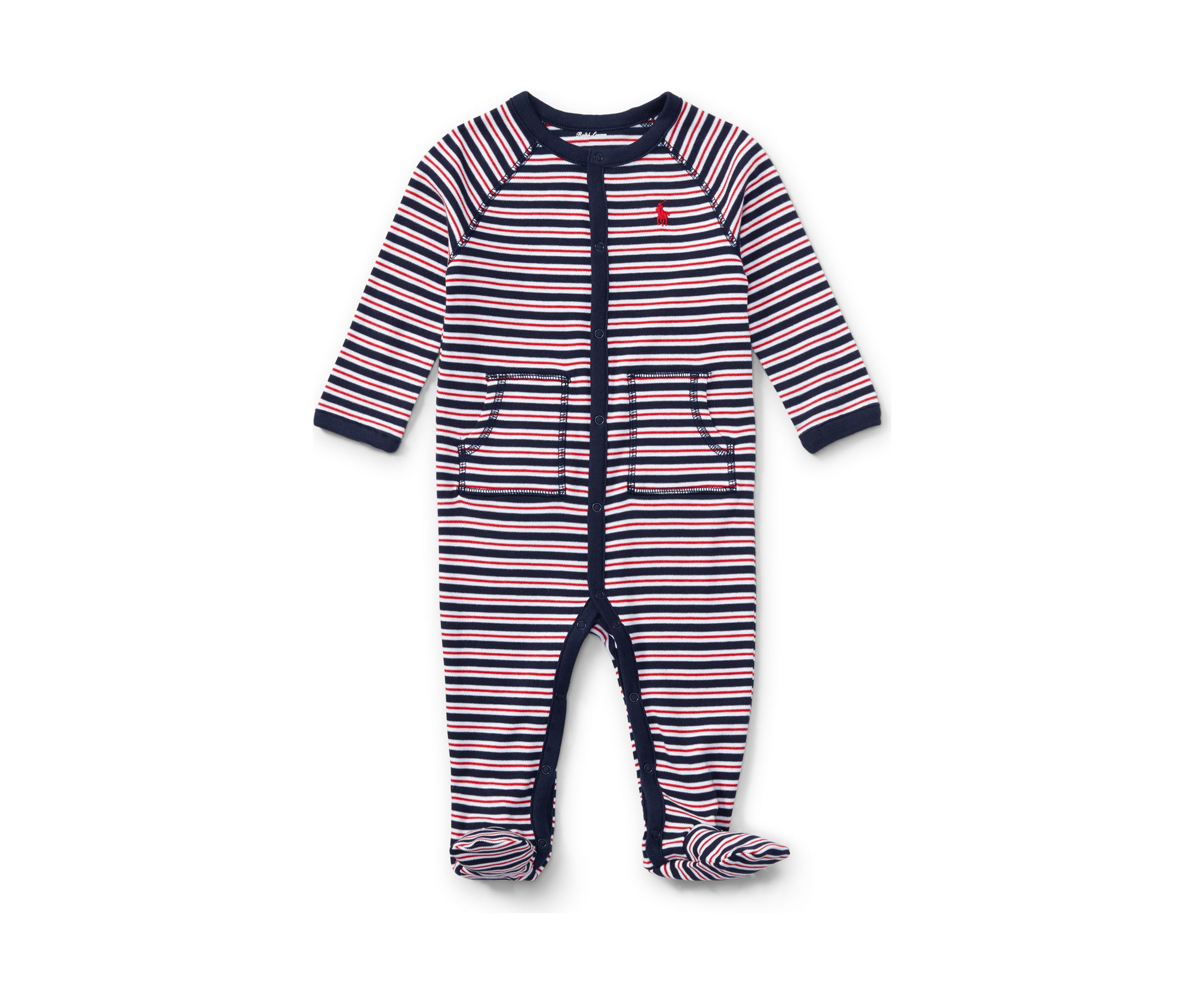 Baby Boys Striped Cotton Coveralls 
