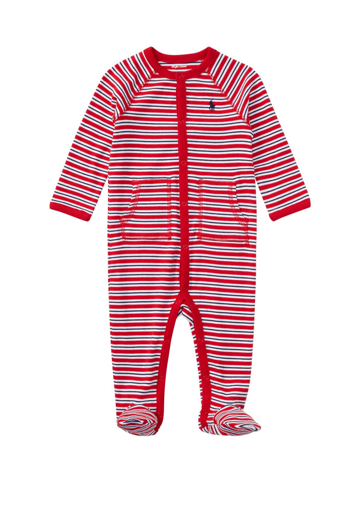 Baby Boys Striped Cotton Coveralls 