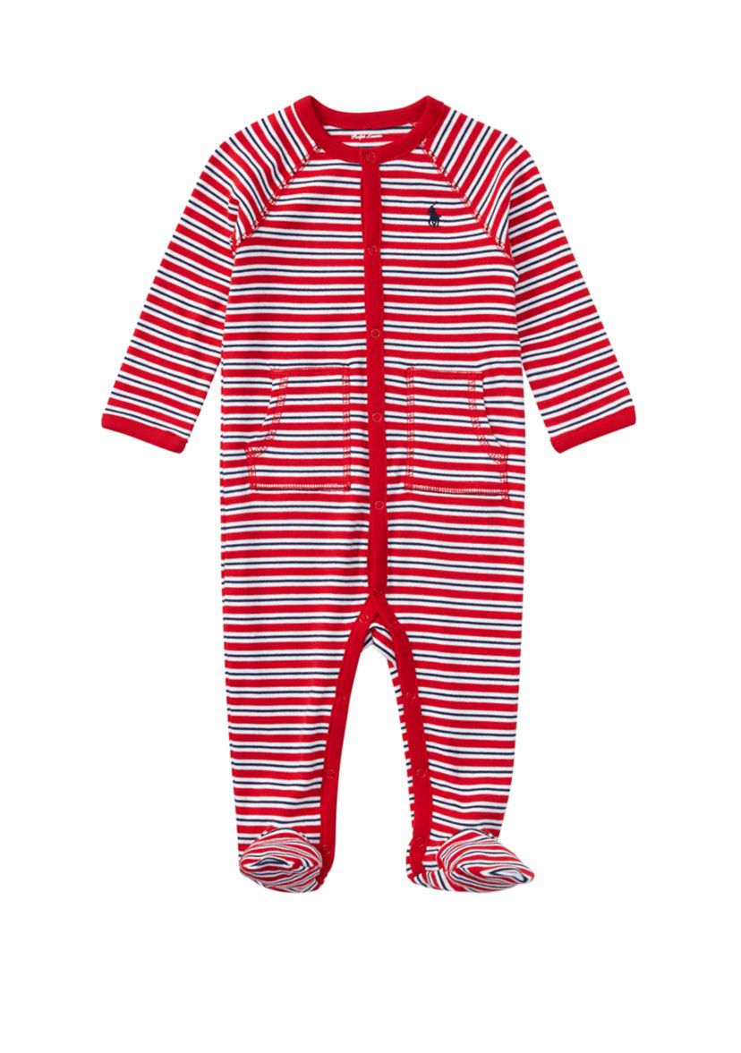Baby Boys Striped Cotton Coveralls 
