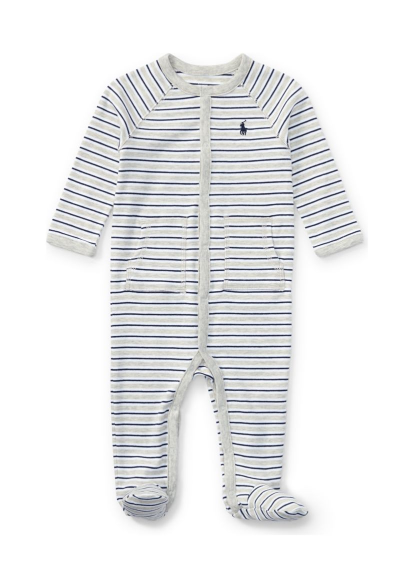 Baby Boys Striped Cotton Coveralls 
