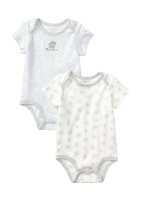 Ralph Lauren Childrenswear Baby Bear-Print Cotton Bodysuit 2-Pack