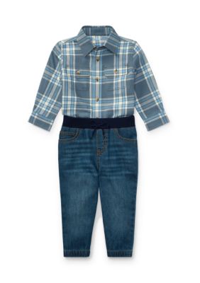 plaid shirt with joggers