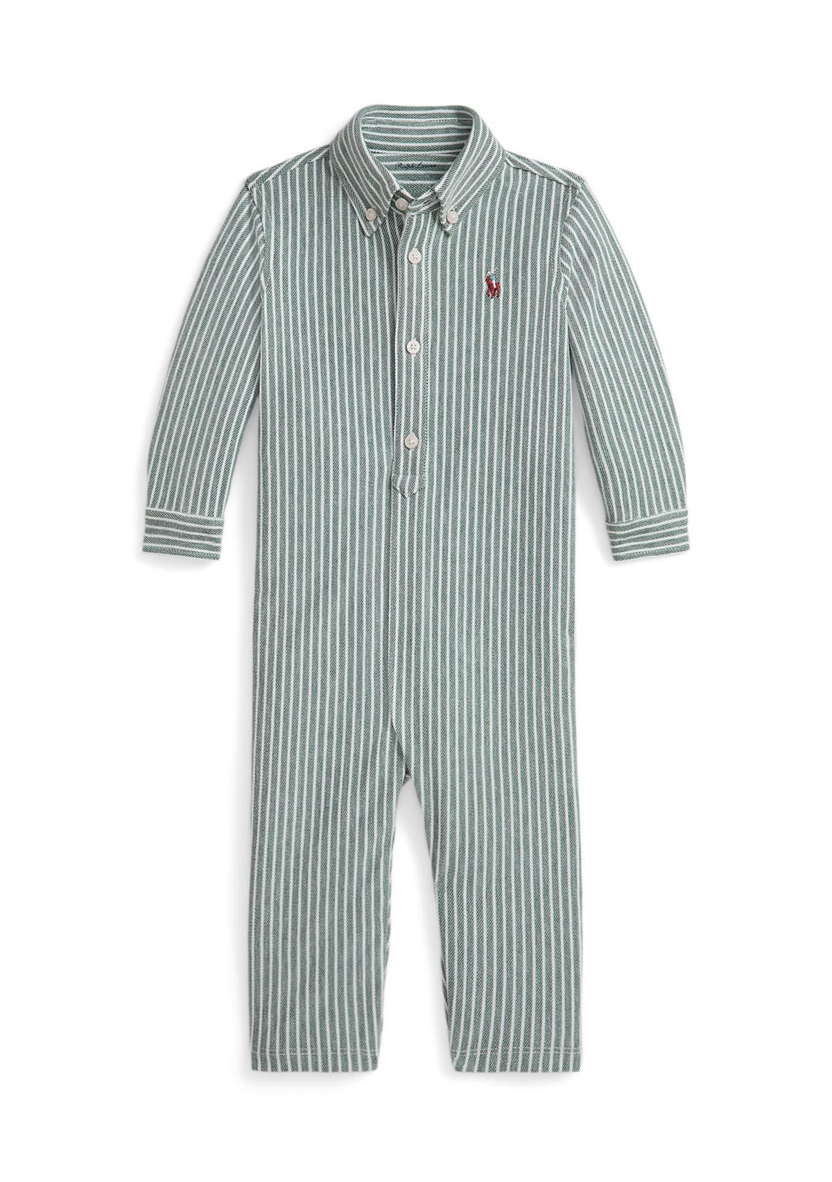 Baby Boys Striped Knit Oxford Coverall