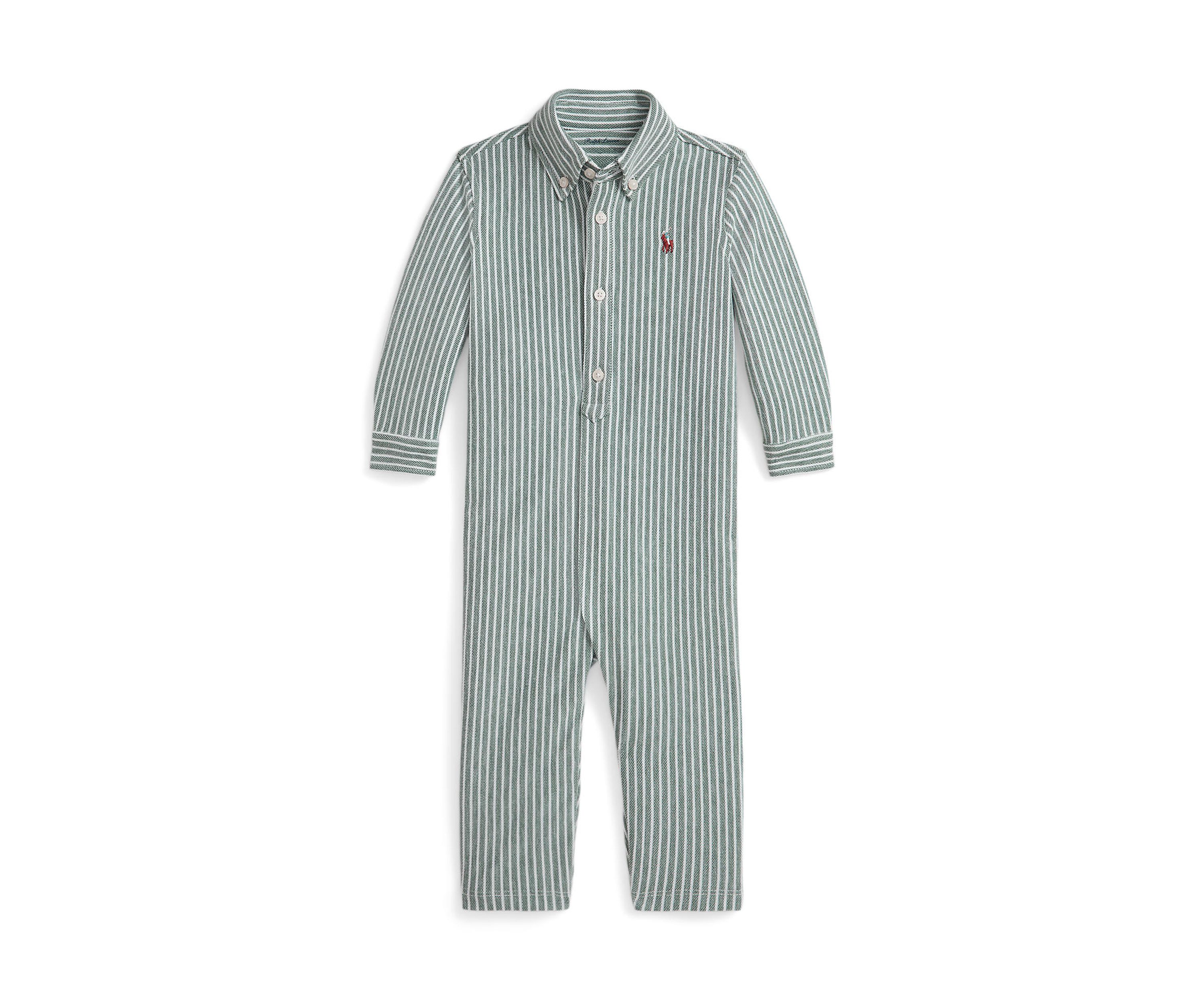 Baby Boys Striped Knit Oxford Coverall