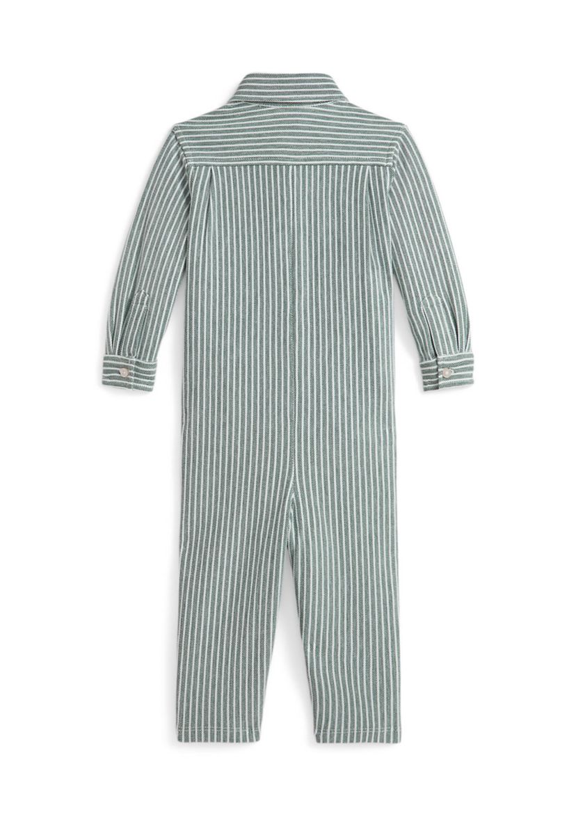Baby Boys Striped Knit Oxford Coverall