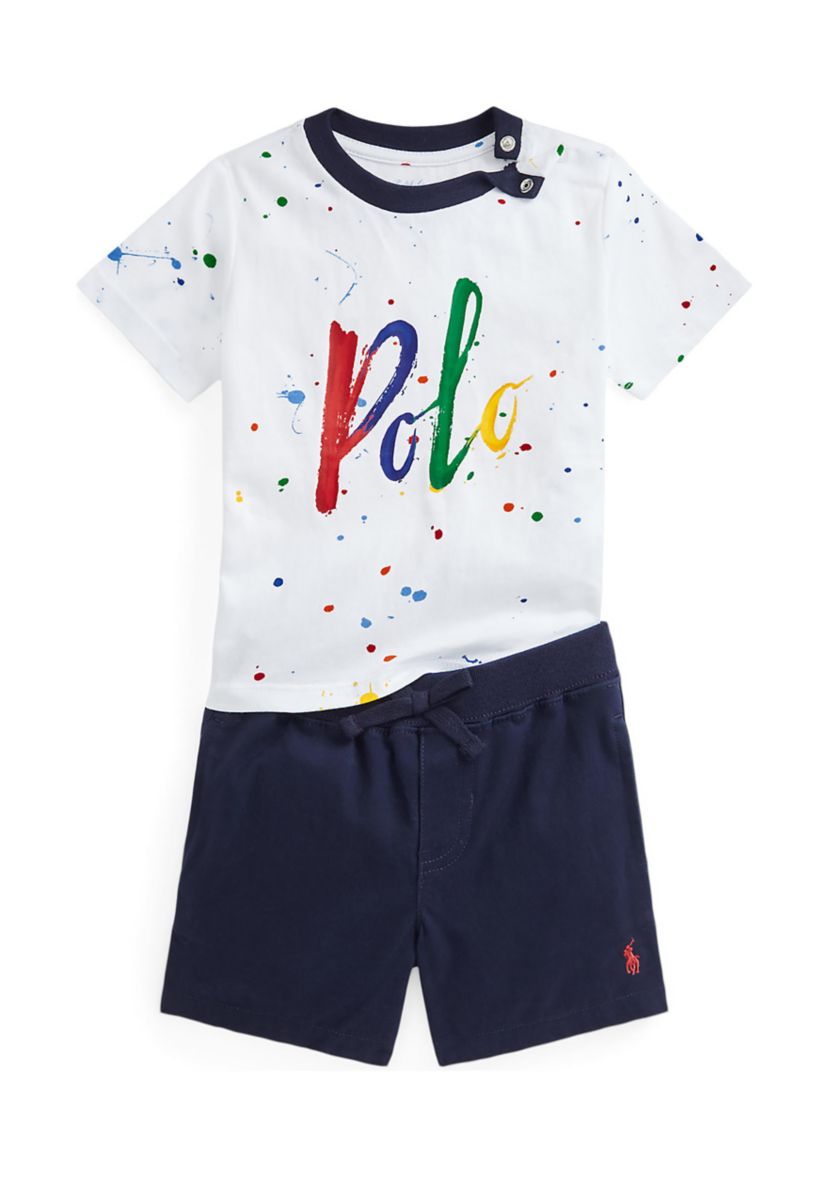 Baby Boys Logo Cotton Tee & Poplin Short Set 