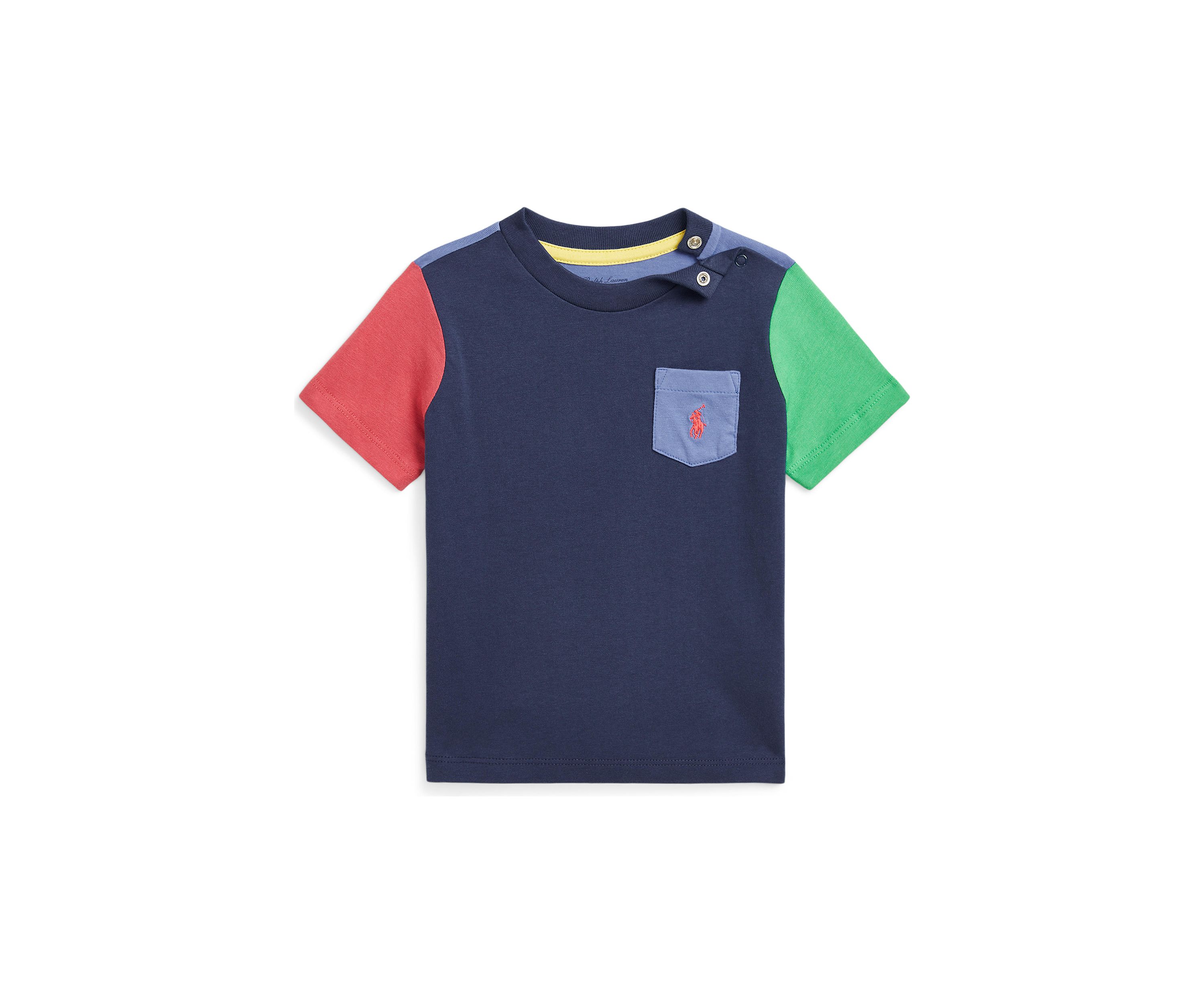 Baby Boys Color Blocked Cotton Pocket T-Shirt