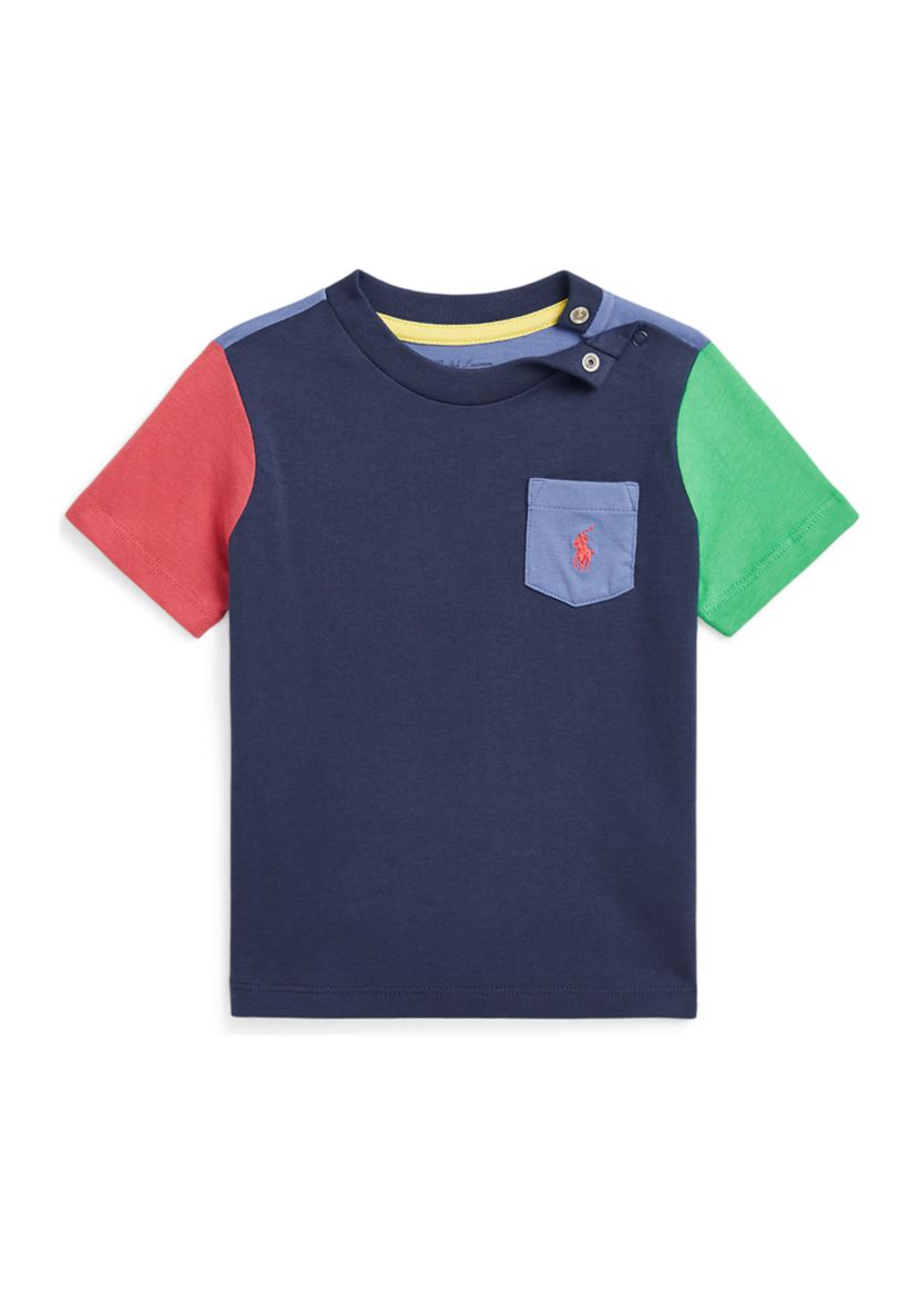 Baby Boys Color Blocked Cotton Pocket T-Shirt