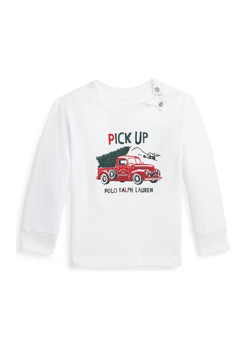 Baby Boys Polo Bear Logo Cotton Long Sleeve T-Shirt